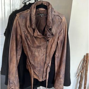 Muubaa brown leather jacket, Brand New with no tags, Size 8UK, 4US, 36EU